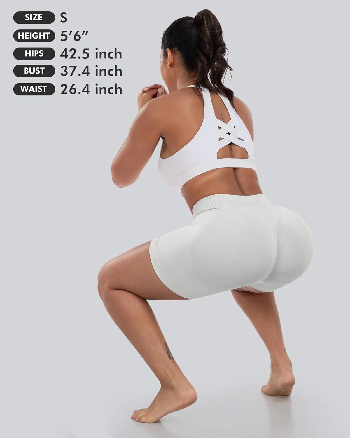 CHRLEISURE Workout Gym Biker Shorts, High Waisted Butt Lifting Scrunch Butt Sports Seamless Shorts Sets 4 Piece