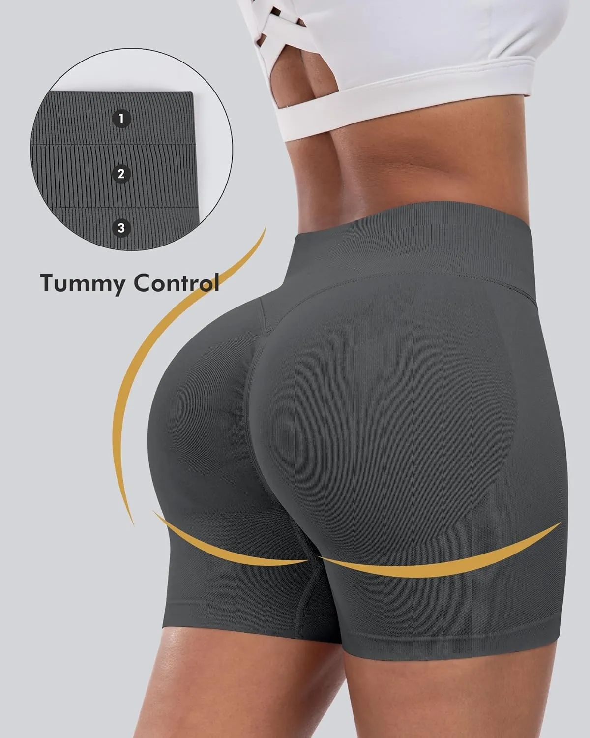 CHRLEISURE Workout Gym Biker Shorts, High Waisted Butt Lifting Scrunch Butt Sports Seamless Shorts Sets 4 Piece