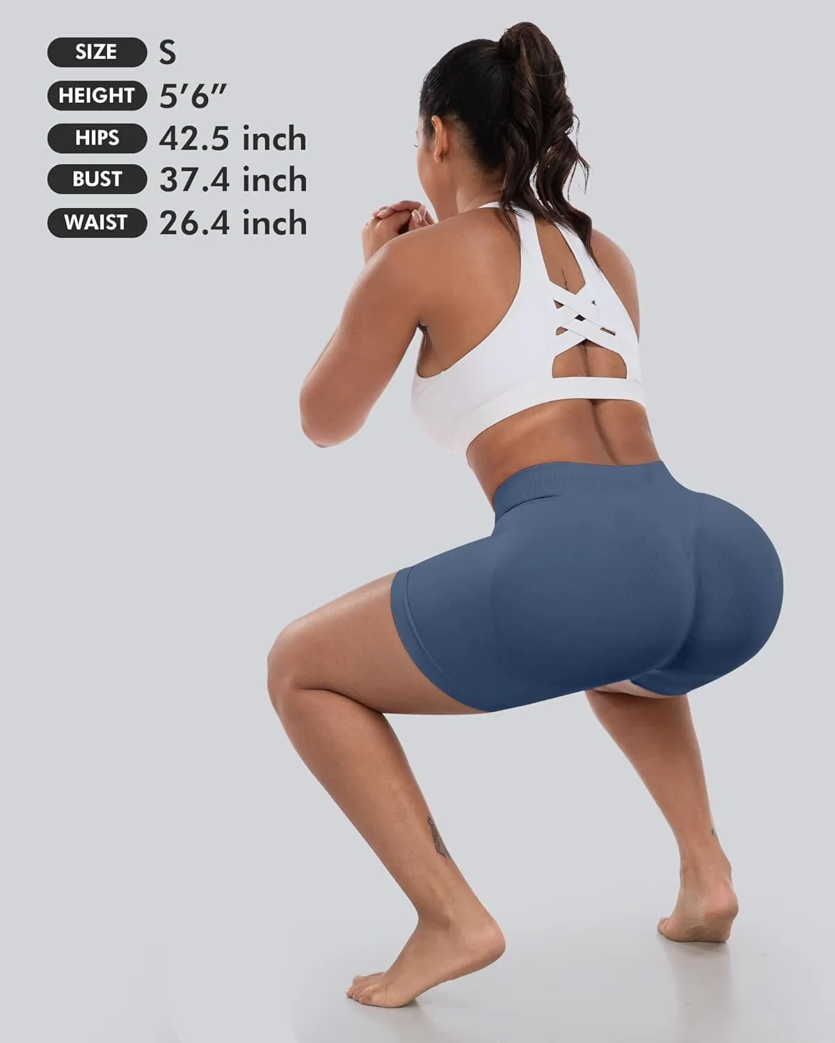 CHRLEISURE Workout Gym Biker Shorts, High Waisted Butt Lifting Scrunch Butt Sports Seamless Shorts Sets 4 Piece