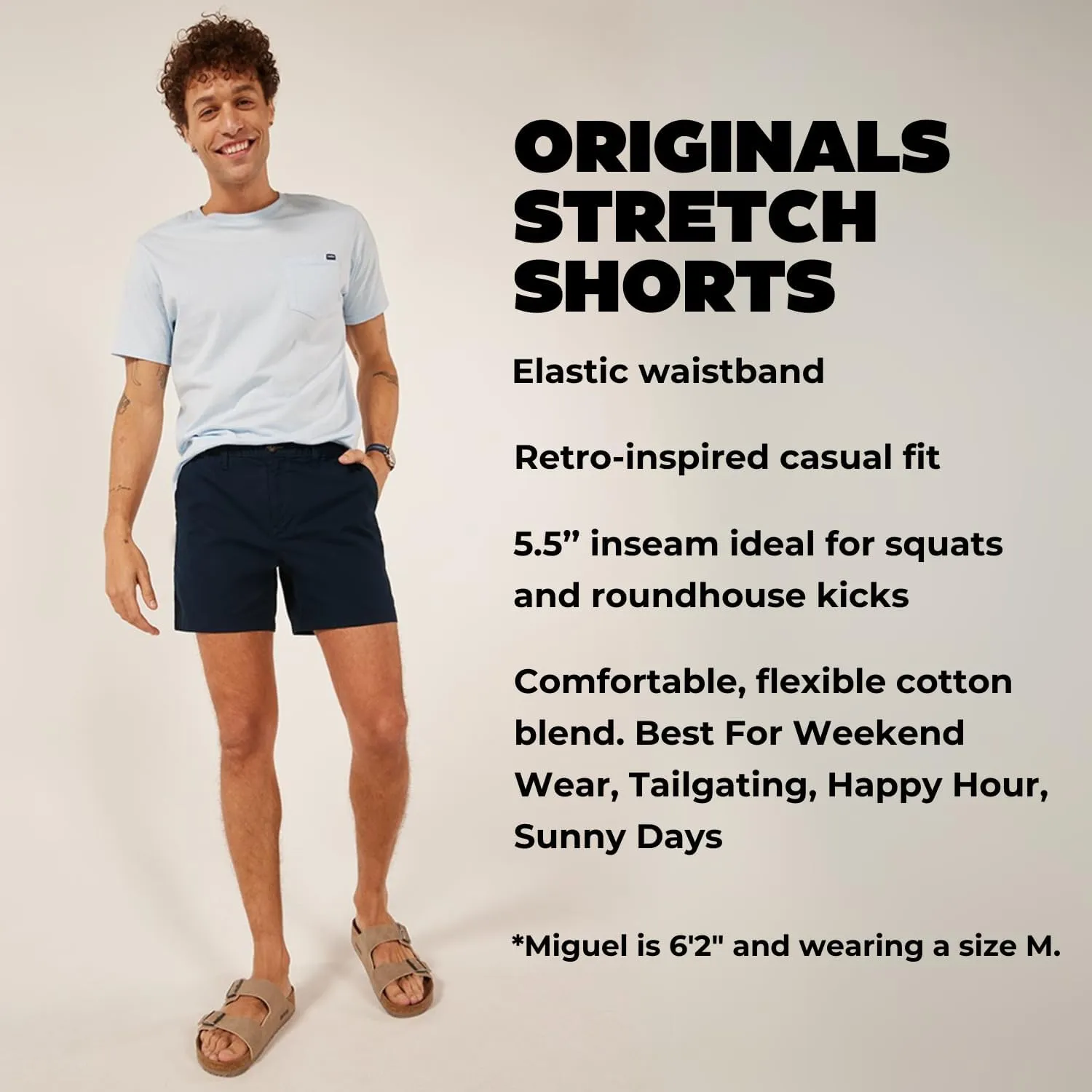 Chubbies Chino Shorts Men 5.5 Inch - Mens Shorts Casual with Elastic Waistband, Side and Back Pockets, Stretch Cotton Blend