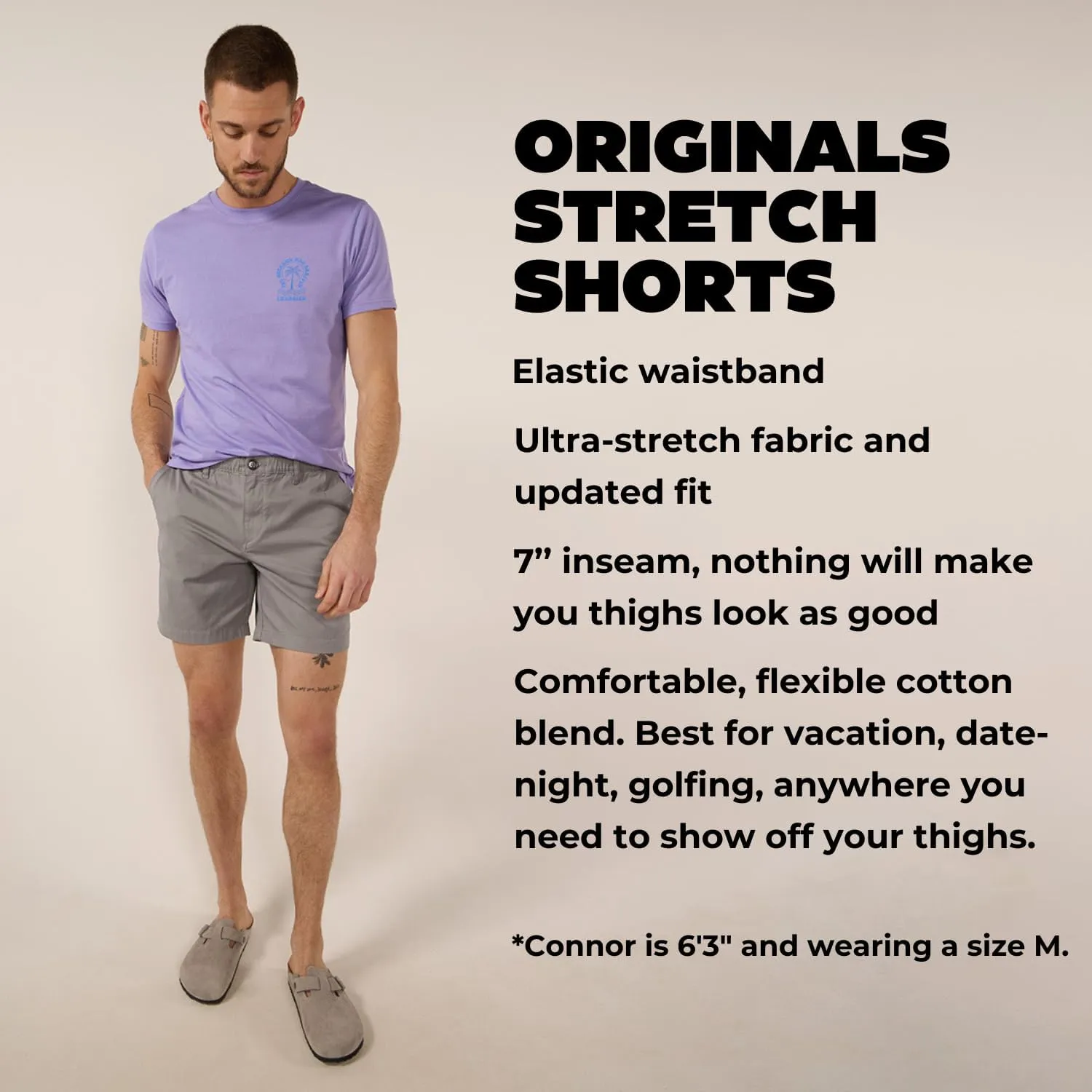 Chubbies Chino Shorts Men 7 Inch - Mens Shorts Casual with Elastic Waistband, Side and Back Pockets, Stretch Cotton Blend