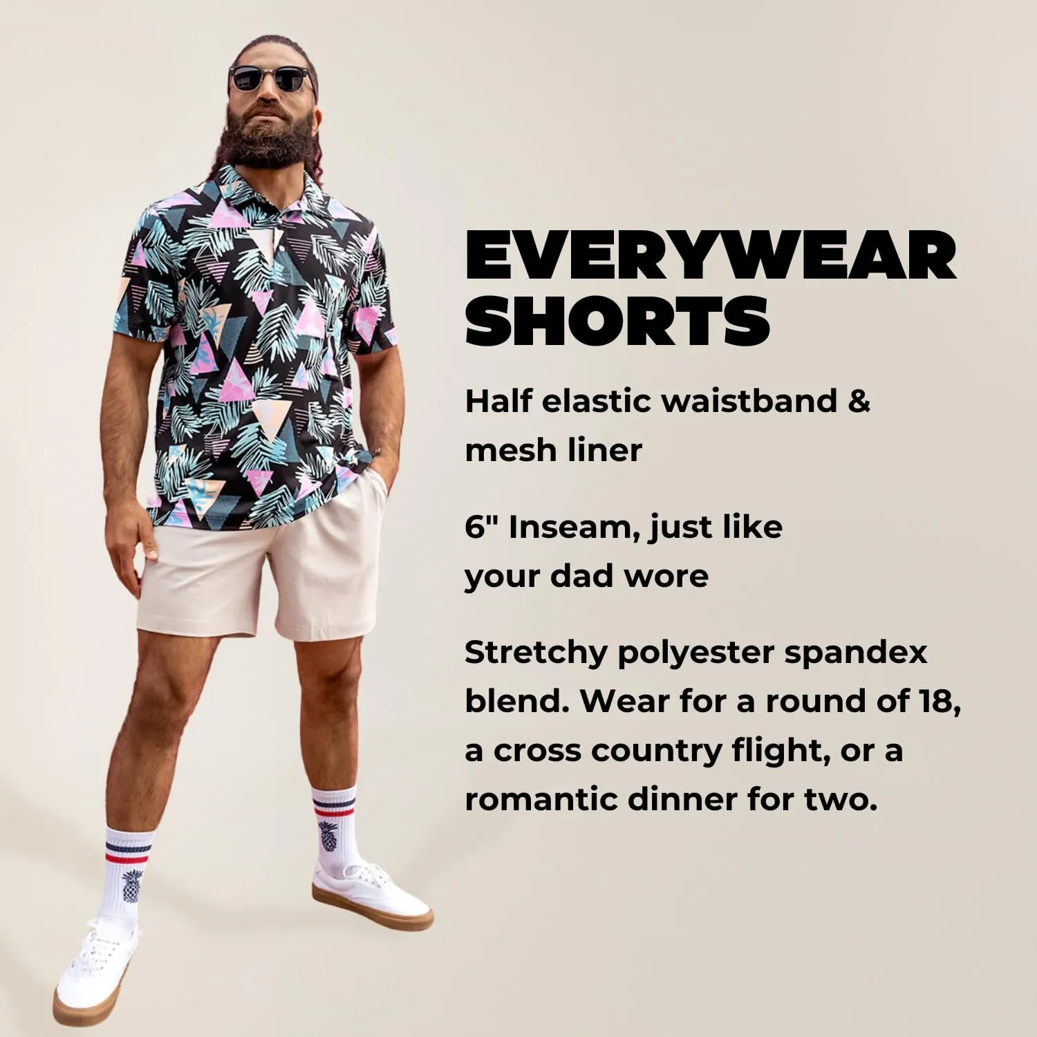 Chubbies Everywear Men’s Shorts – Mens Shorts Casual 6in Inseam, Elastic Waist, Water-Resistant, Zipper Pocket