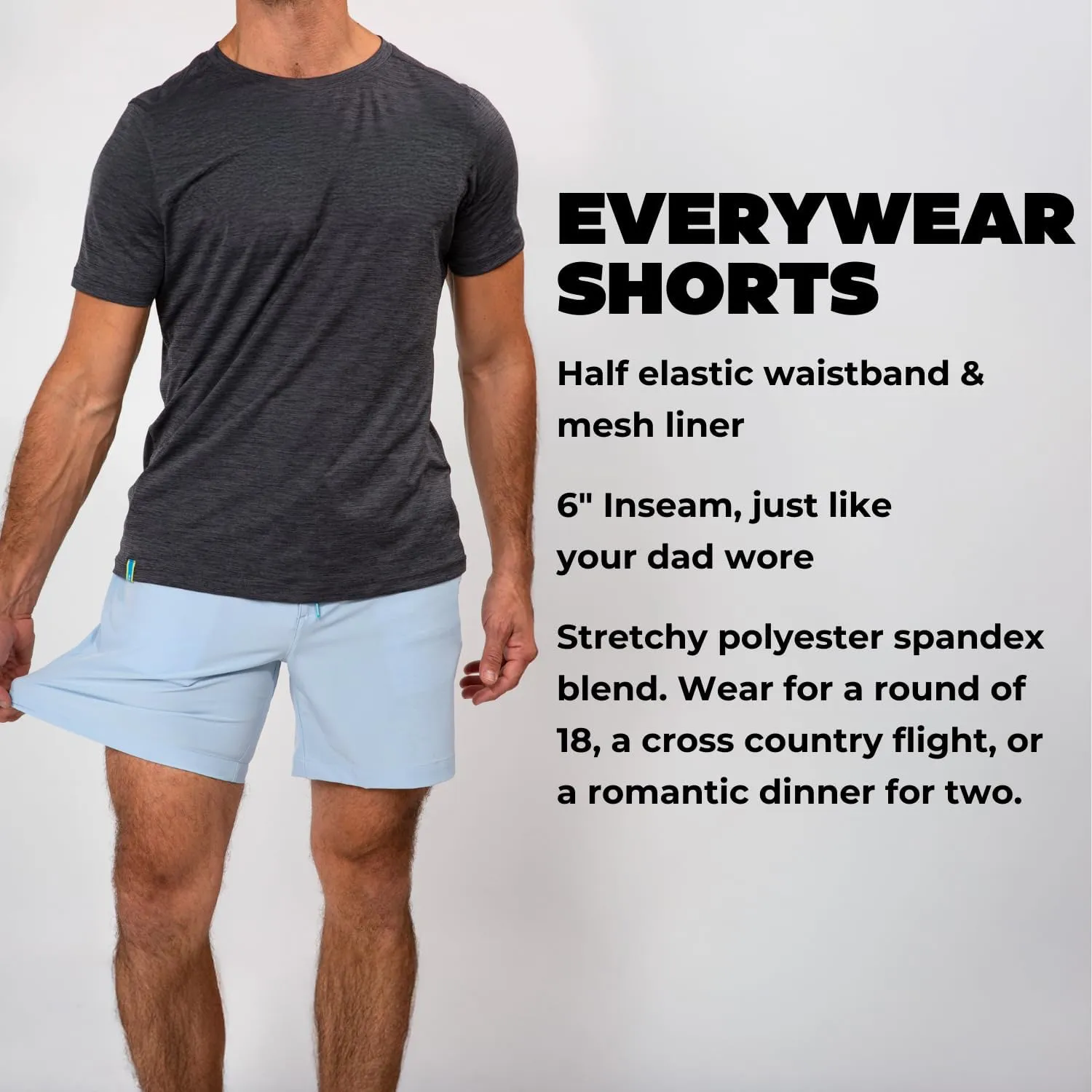 Chubbies Everywear Men’s Shorts – Mens Shorts Casual 6in Inseam, Elastic Waist, Water-Resistant, Zipper Pocket