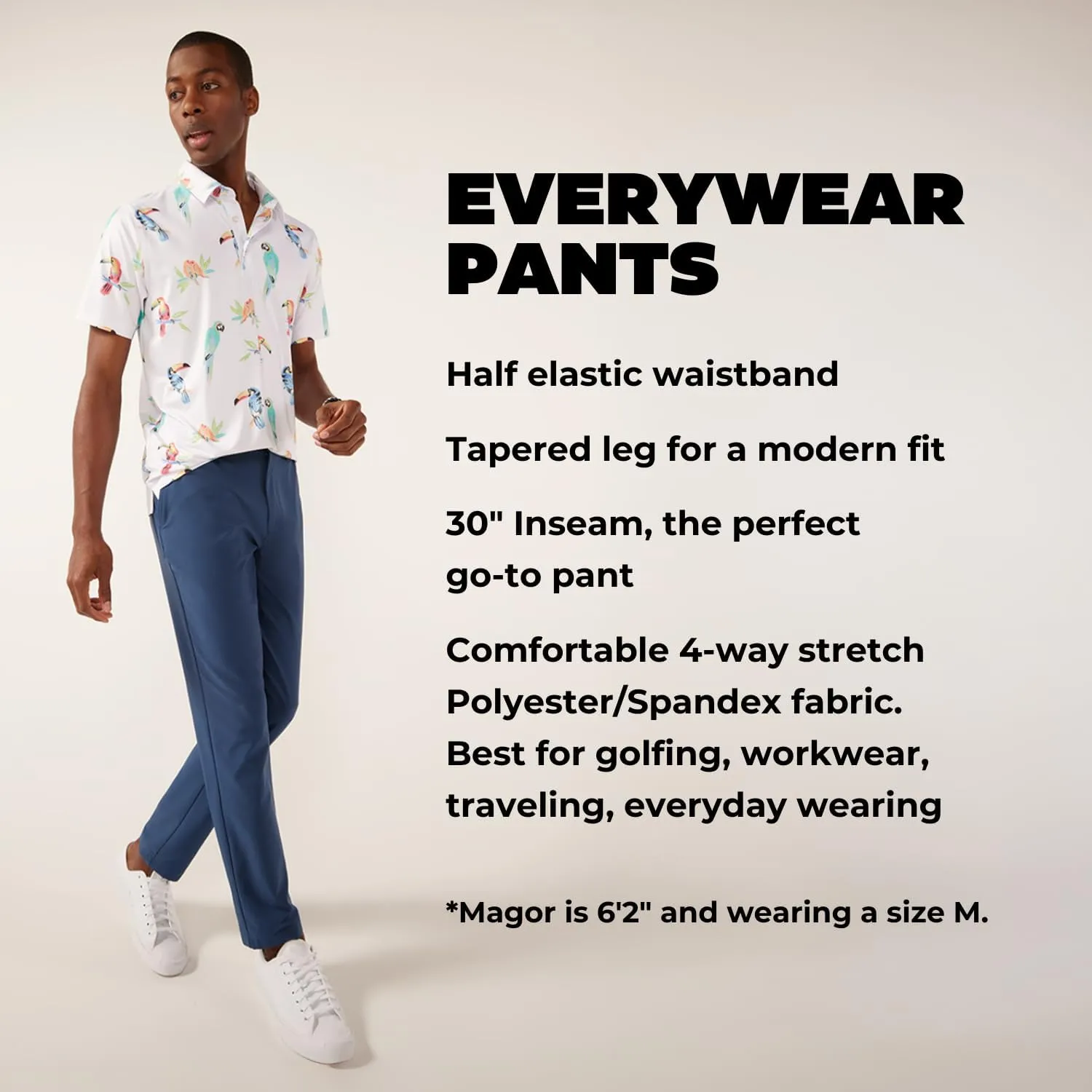 Chubbies Everywear Pants – Men’s Chino Pants with 4-Way Stretch, Tapered Leg Fit, Wrinkle-Resistant Stretch Pants, 30” Inseam