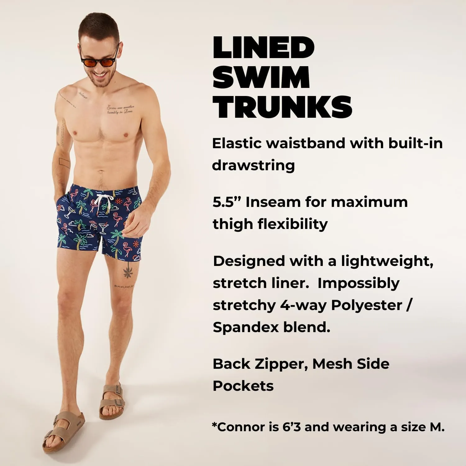 Chubbies Lined Mens Swim Trunks 5.5 Inch – Swim Shorts and Mens Shorts with Elastic Waist, Boxer Brief Liner, UPF 50 