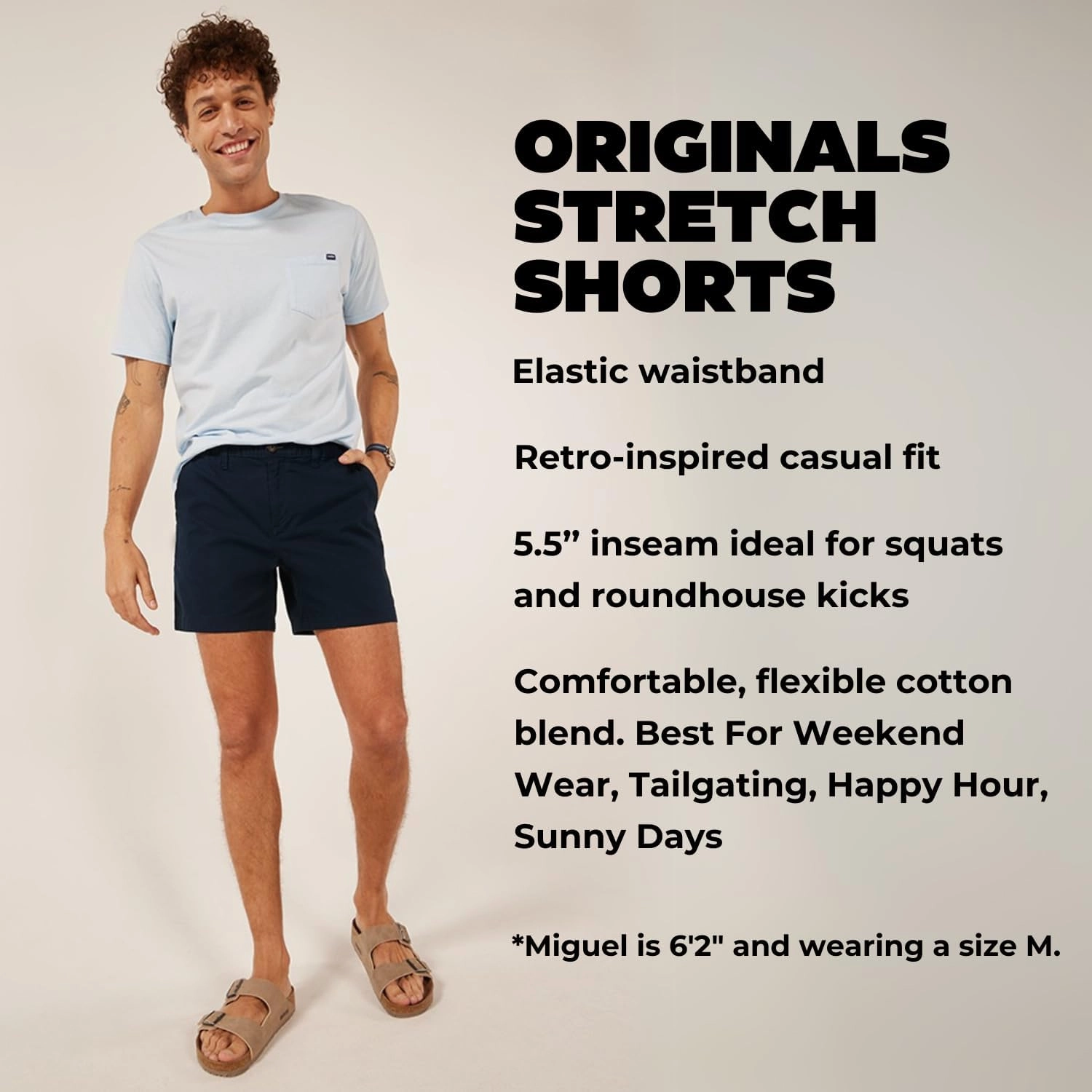 Chubbies Chino Shorts Men 5.5 Inch - Mens Shorts Casual with Elastic Waistband, Side and Back Pockets, Stretch Cotton Blend