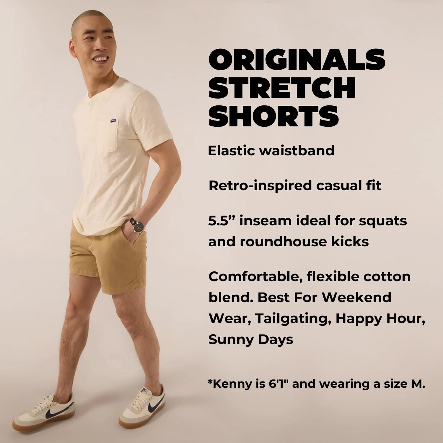Chubbies Chino Shorts Men 5.5 Inch - Mens Shorts Casual with Elastic Waistband, Side and Back Pockets, Stretch Cotton Blend