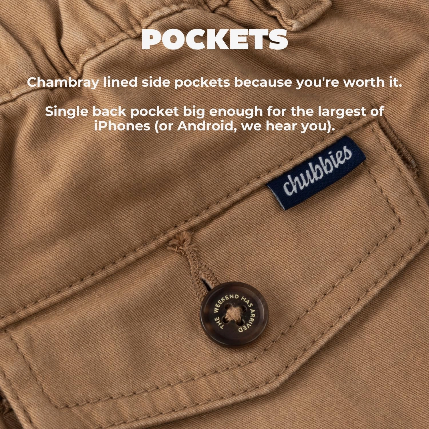 Chubbies Chino Shorts Men 5.5 Inch - Mens Shorts Casual with Elastic Waistband, Side and Back Pockets, Stretch Cotton Blend