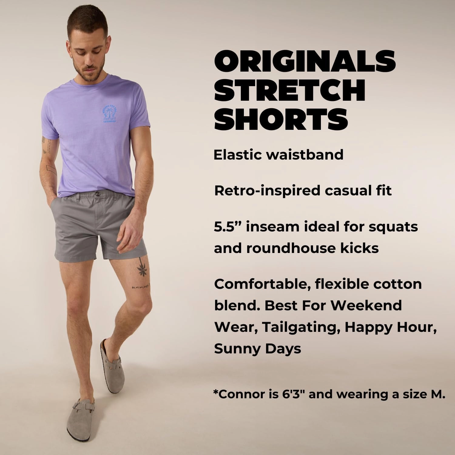Chubbies Chino Shorts Men 5.5 Inch - Mens Shorts Casual with Elastic Waistband, Side and Back Pockets, Stretch Cotton Blend