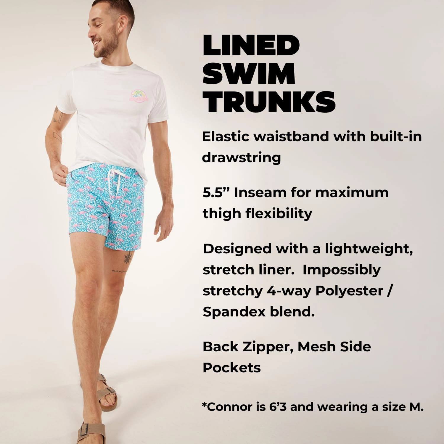 Chubbies Lined Mens Swim Trunks 5.5 Inch – Swim Shorts and Mens Shorts with Elastic Waist, Boxer Brief Liner, UPF 50 