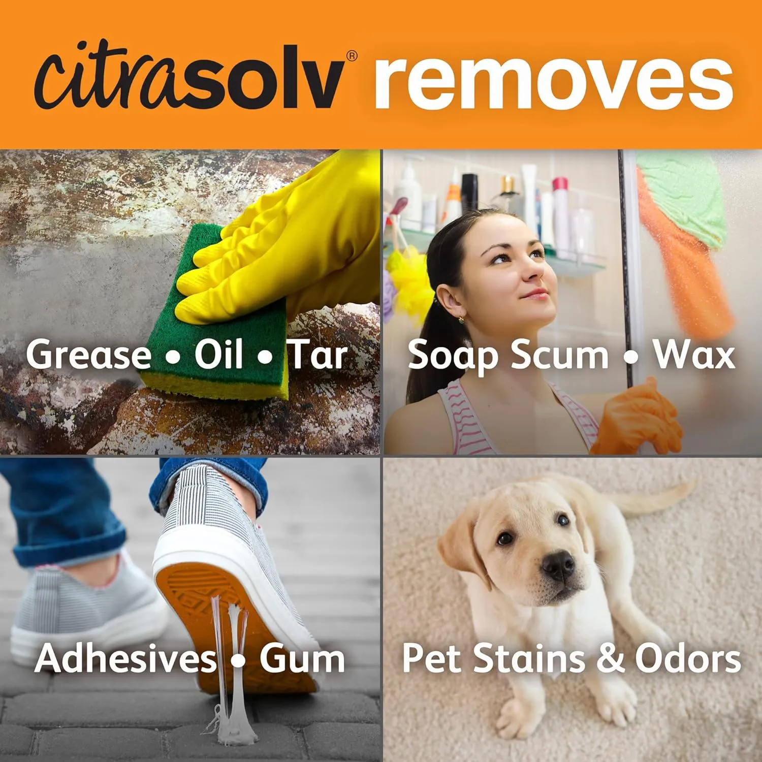 Citra Solv Concentrated Household Cleaner & Degreaser -Valencia Orange Scent 8 fl oz Safe, Effective, and Versatile Cleaning Solution, Natural Ingredients Non Toxic,Biodegradable, Made in USA 6PK