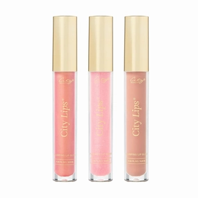 City Beauty City Lips Bestsellers - Sun Diego 0.16 oz, Tinsel Town 0.16 oz, Pink Nude 0.16 oz - Tinted Plumping Gloss with Hyaluronic Acid & Peptides for Hydrated Lips