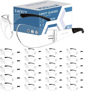 Clear Safety Glasses Bulk of 24,ANSI Z87.1 Impact Resistant Lens Eye Protection for Lab,Construction