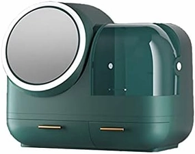 CLoxks makeup organizer Light Luxury Cosmetic Storage Box with Fan LED Makeup Mirror Integrated Dressing Table Bathroom Mask Perfume Desktop Shelf cosmetics storage box