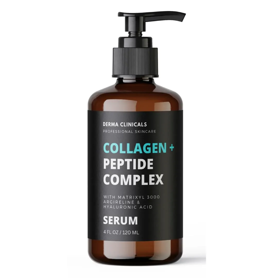 Collagen Peptide Serum with Matrixyl 3000   Argireline, Hyaluronic Acid Serum, Anti-Aging Collagen Face Serum, Firming and Plumping, Anti-Wrinkle Serum for face - 4oz