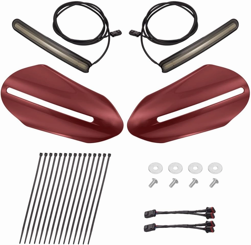 Color-Matched LED Handguards for Harley H-D softail Touring 1993-2023 - Boost Safety & Style with DRL, Indicators Stiletto Red