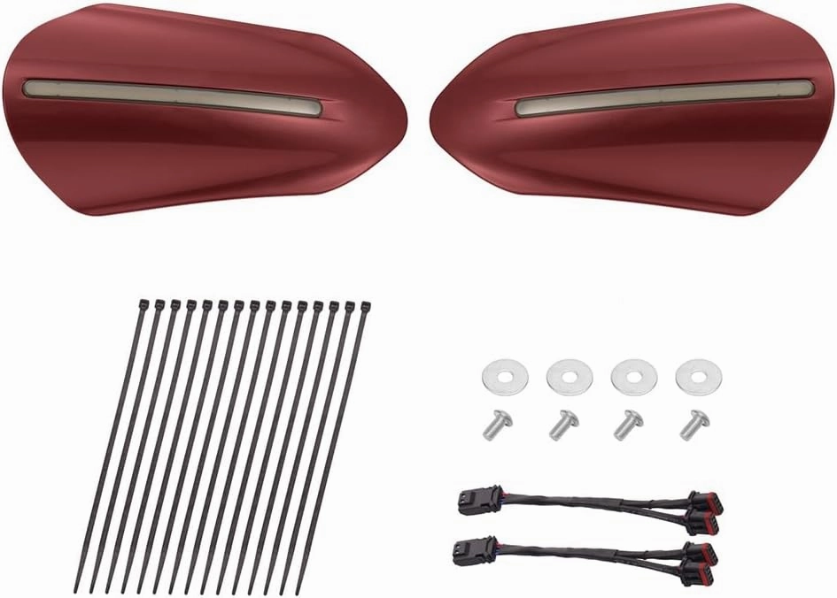Color-Matched LED Handguards for Harley H-D softail Touring 1993-2023 - Boost Safety & Style with DRL, Indicators Stiletto Red