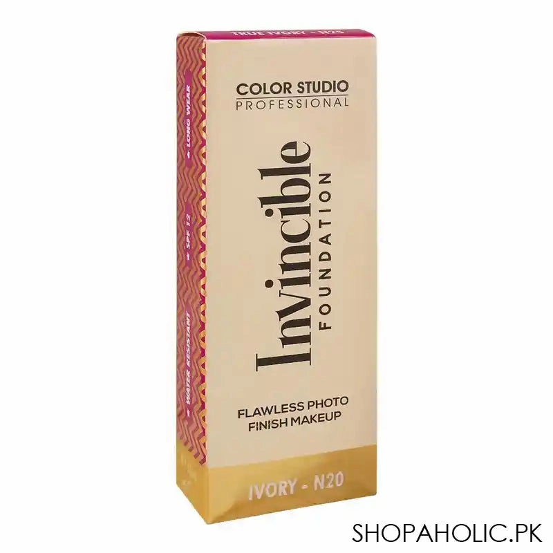 Color Studio Flawless Photo Finish Makeup Invincible Foundation, Long Wear, SPF 12, 30ml, N20 Ivory