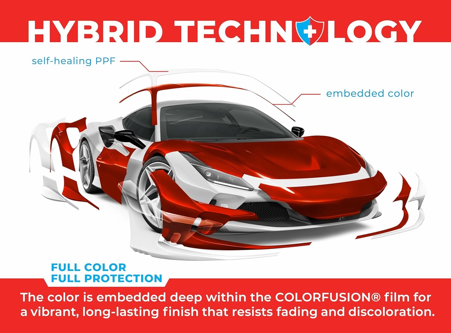 ColorFusion PPF by VViViD, Gloss Sinister Red Dry Apply PPF Vinyl Car Wrap Roll 1ft x 5ft