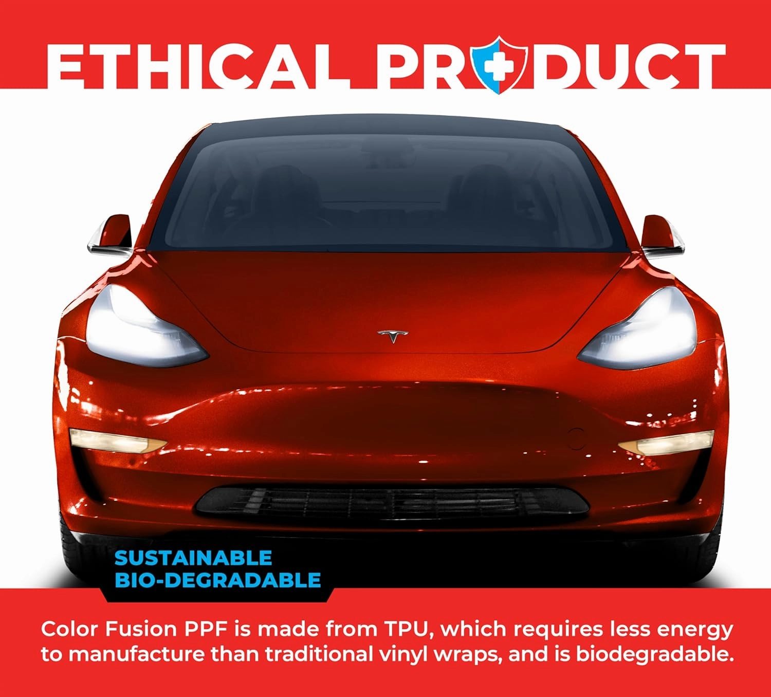 ColorFusion PPF by VViViD, Gloss Sinister Red Dry Apply PPF Vinyl Car Wrap Roll 1ft x 5ft
