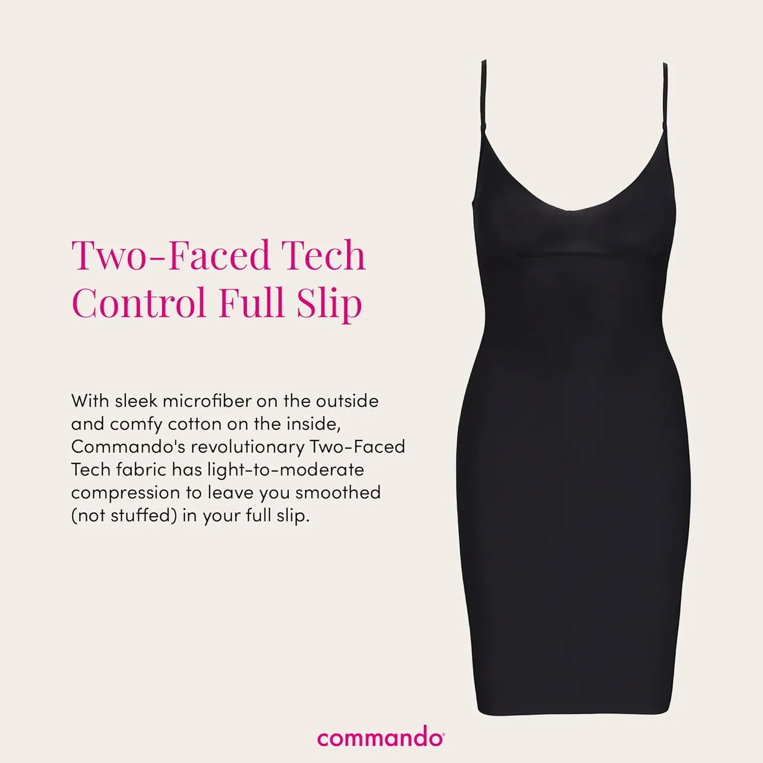 commando - Two-Faced Tech Control Slip Under Dress | Light-Medium Compression Shapewear | Stays in Place For Smooth Fit