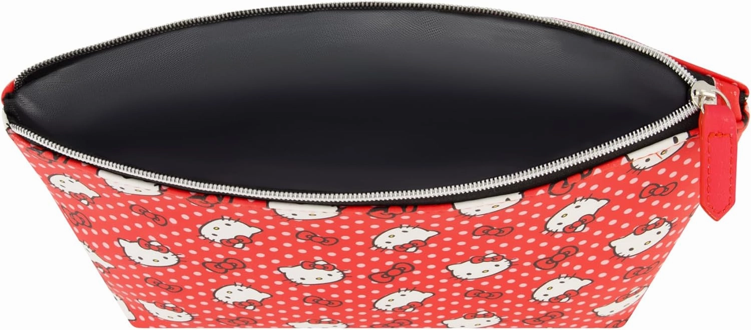 Concept One Hello Kitty Travel Makeup Bag, Trapezoid Cosmetic Organizer Pouch for Women