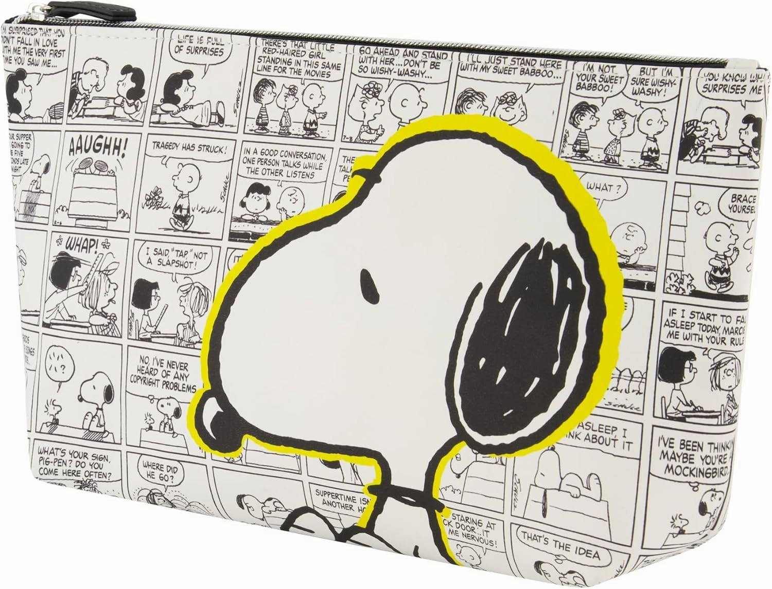 Concept One Peanuts Woodstock Travel Makeup Bag, Trapezoid Cosmetic Organizer Pouch for Women