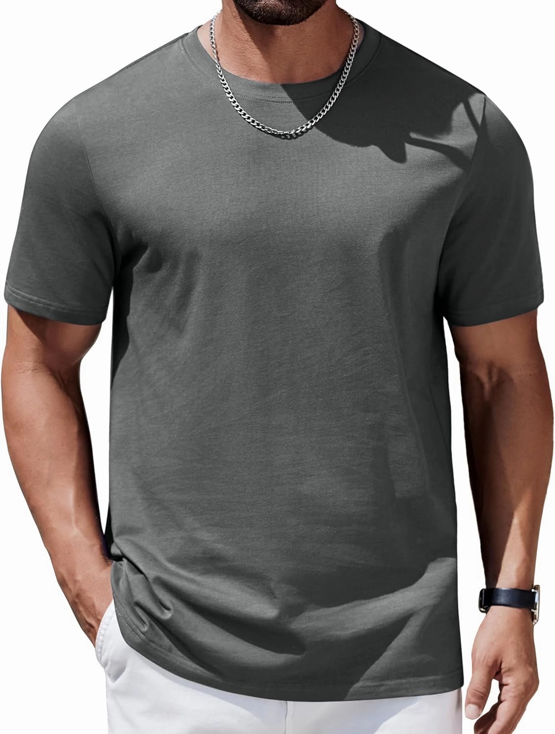 COOFANDY Mens T-Shirts 100% Cotton Heavyweight Premium Short Sleeve Shirt Crew Neck Basic Tshirt