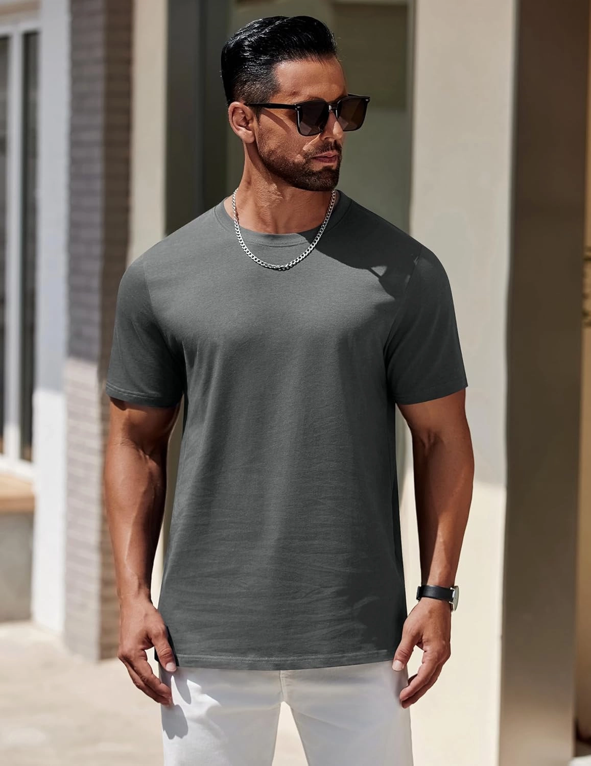 COOFANDY Mens T-Shirts 100% Cotton Heavyweight Premium Short Sleeve Shirt Crew Neck Basic Tshirt