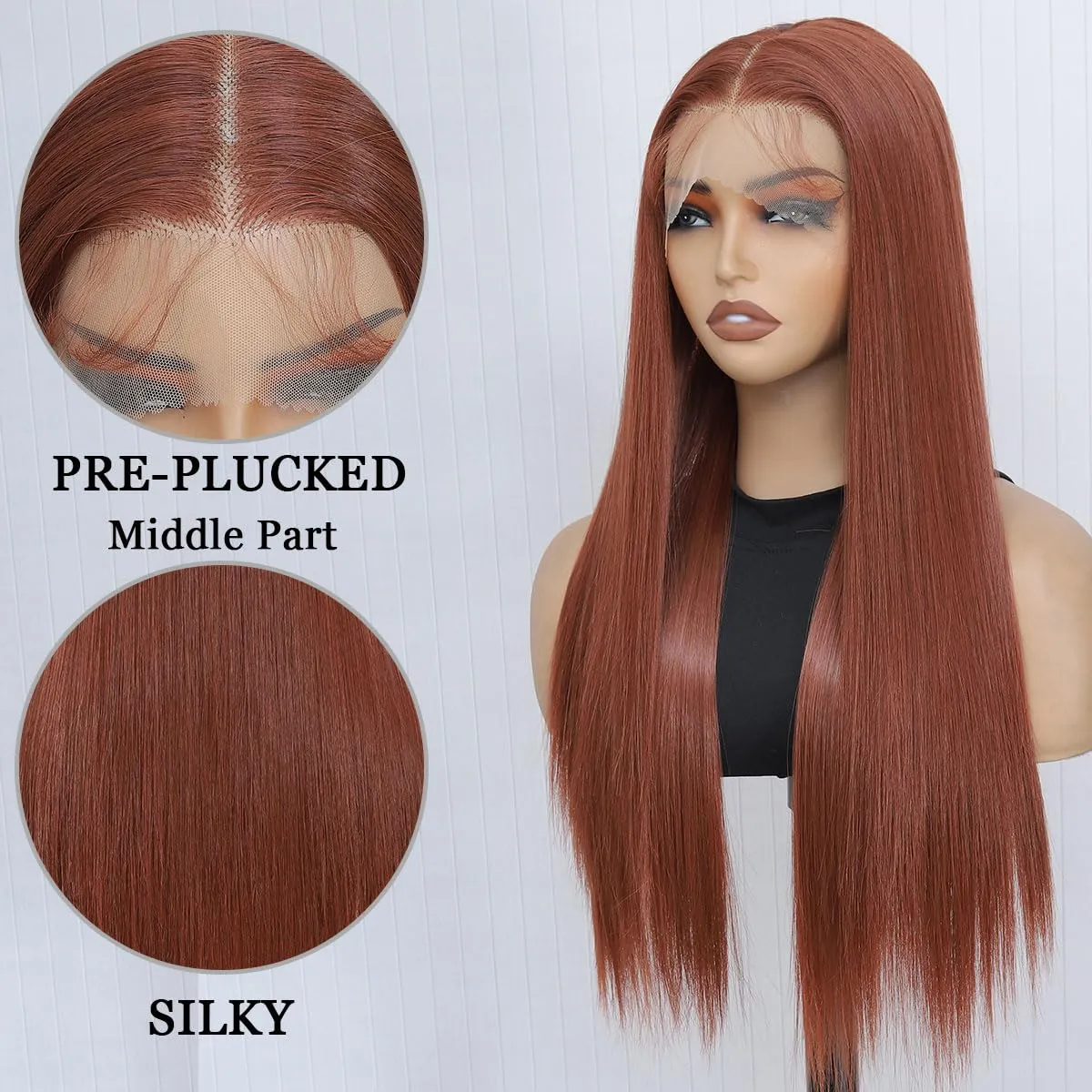 Cooper Synthetic Lace Front Wig Pre Plucked Wear And Go Glueless Wig HD Synthetic Lace Front Wigs for Women Silk Straight 180 Density 26 inch, Modern Vibes Cooper Wig