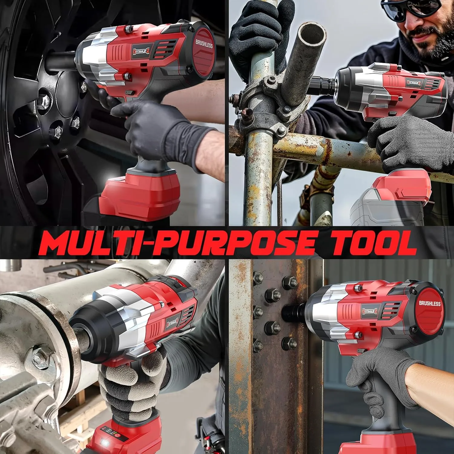 Cordless Impact Wrench 1/2 inch for Milwaukee 18v Battery, 1400 Ft-lbs High Torque Impact Driver, Brushless Electric Impact Gun with 4 Modes & LED Light for Car, Truck, Mower (Battery Not Included)