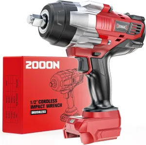 Cordless Impact Wrench 1/2 inch for Milwaukee 18v Battery, 1400 Ft-lbs High Torque Impact Driver, Brushless Electric Impact Gun with 4 Modes & LED Light for Car, Truck, Mower (Battery Not Included)
