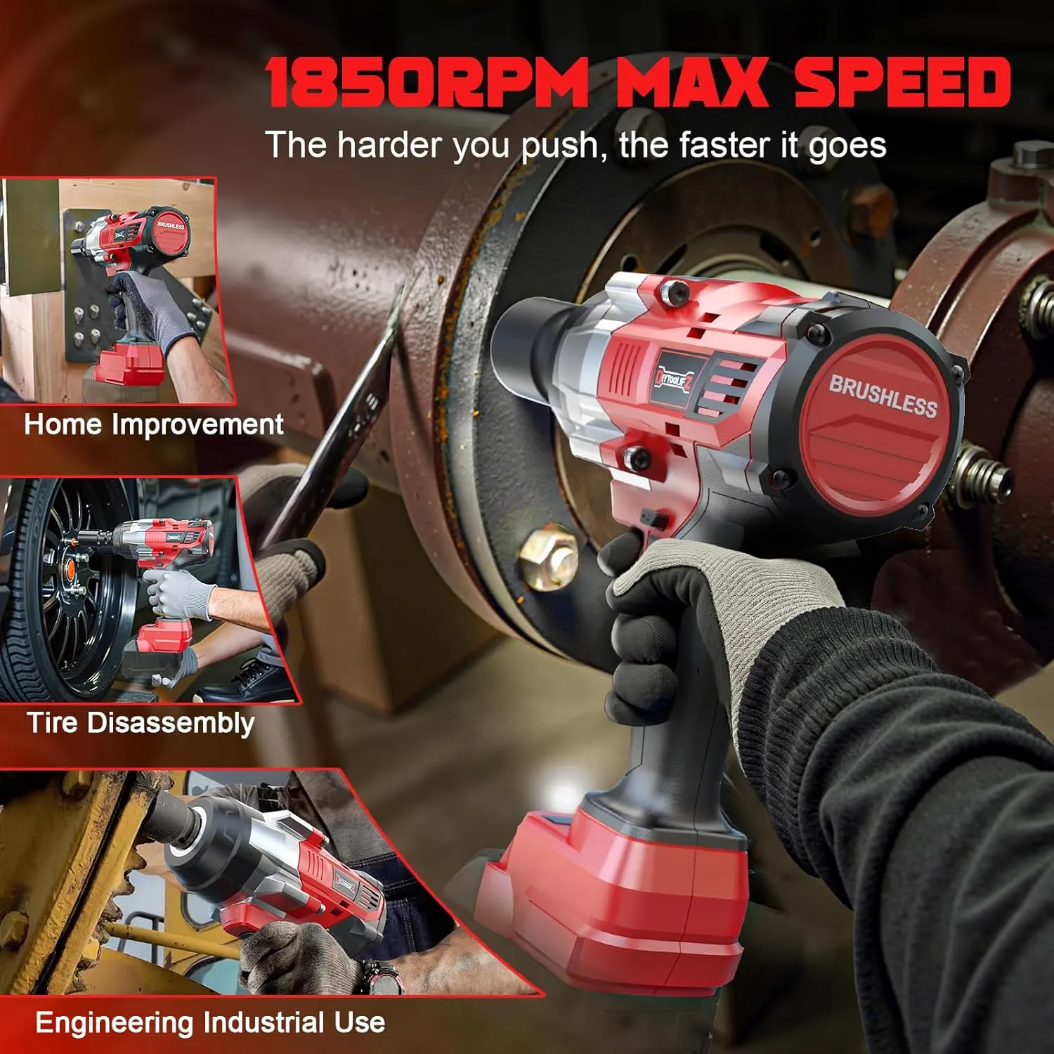 Cordless Impact Wrench 1/2 inch for Milwaukee 18v Battery, 1400 Ft-lbs High Torque Impact Driver, Brushless Electric Impact Gun with 4 Modes & LED Light for Car, Truck, Mower (Battery Not Included)