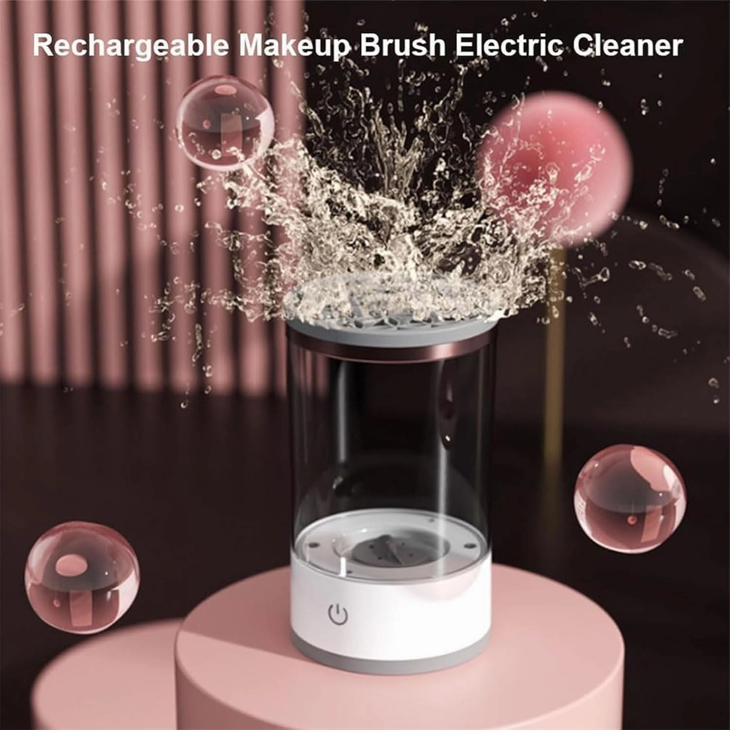 Cosmetic Brush Cleaner, Cozy Luna Makeup Brush Cleaner, Electric Makeup Brush Cleaner with Brush Clean Mat, Automatic Spinning Makeup Brush Cleaner for All Size Makeup Brush (Charging,2PCS-A)