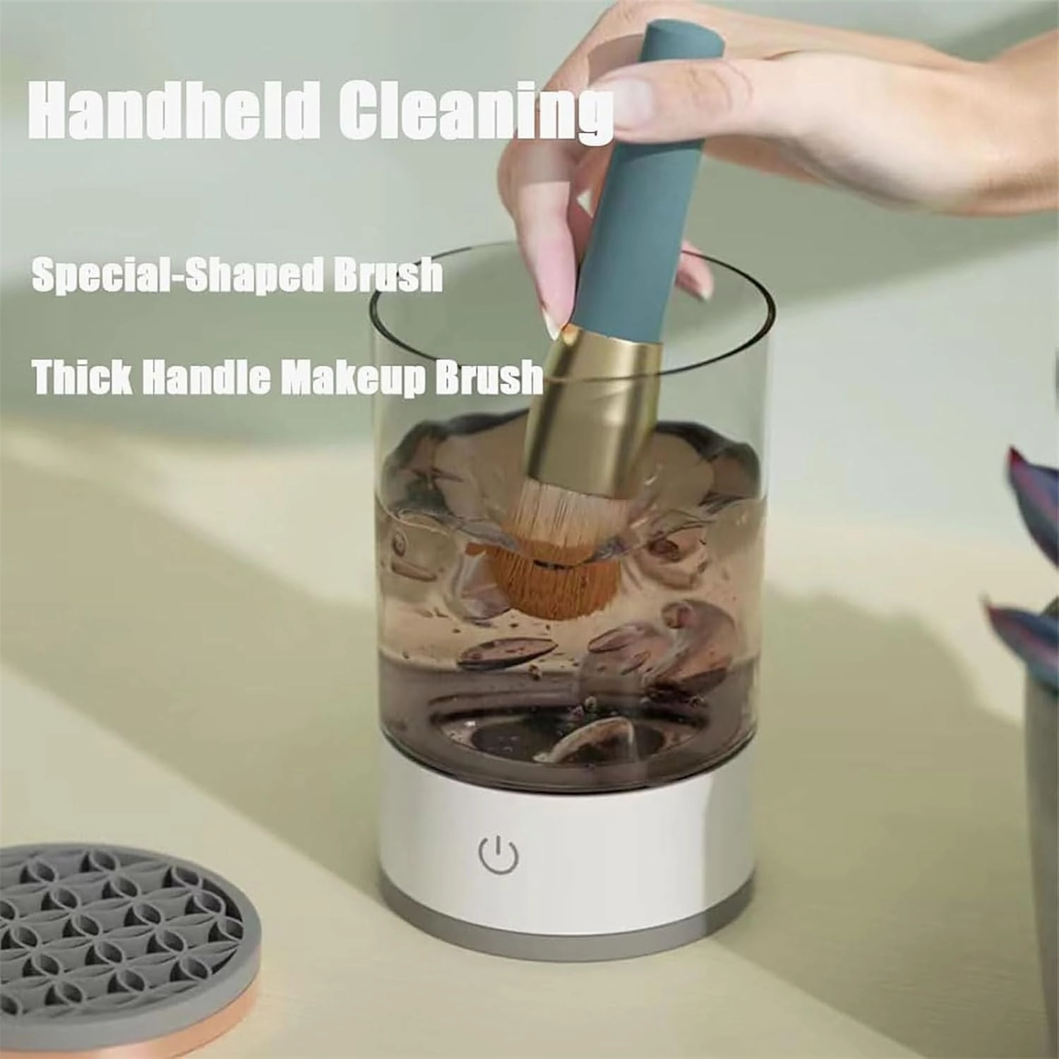 Cosmetic Brush Cleaner, Cozy Luna Makeup Brush Cleaner, Electric Makeup Brush Cleaner with Brush Clean Mat, Automatic Spinning Makeup Brush Cleaner for All Size Makeup Brush (Charging,2PCS-A)