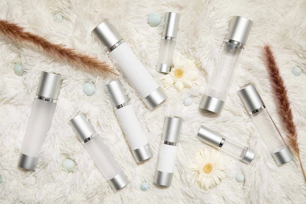 Cosmetic Packaging Now Luxe Airless Bottle, Clear Airless Bottles w/Matte Silver Cap, Multi-Pack Bundle (30 ML, 6 Pack)