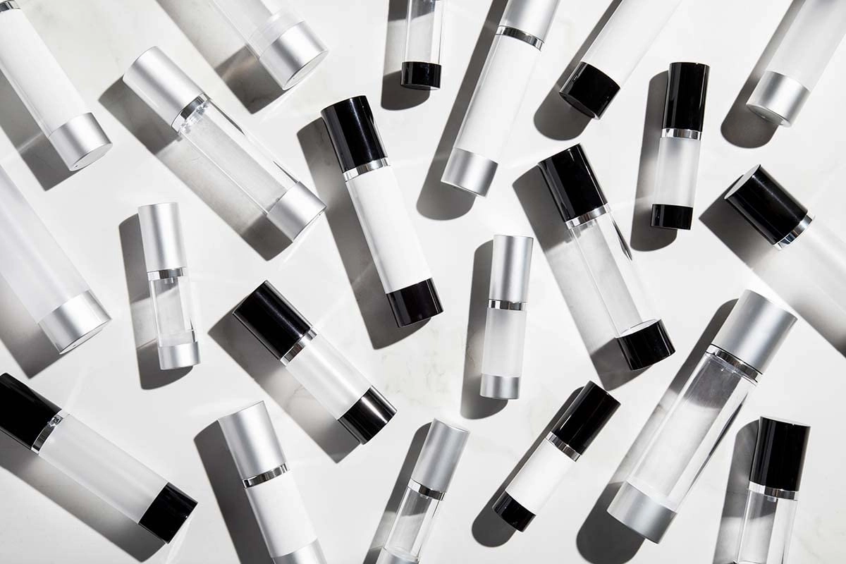 Cosmetic Packaging Now Luxe Airless Bottle, Clear Airless Bottles w/Matte Silver Cap, Multi-Pack Bundle (30 ML, 6 Pack)