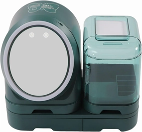 Cosmetic Storage Display Box 360° Rotating Green Makeup Organizer with Mirror
