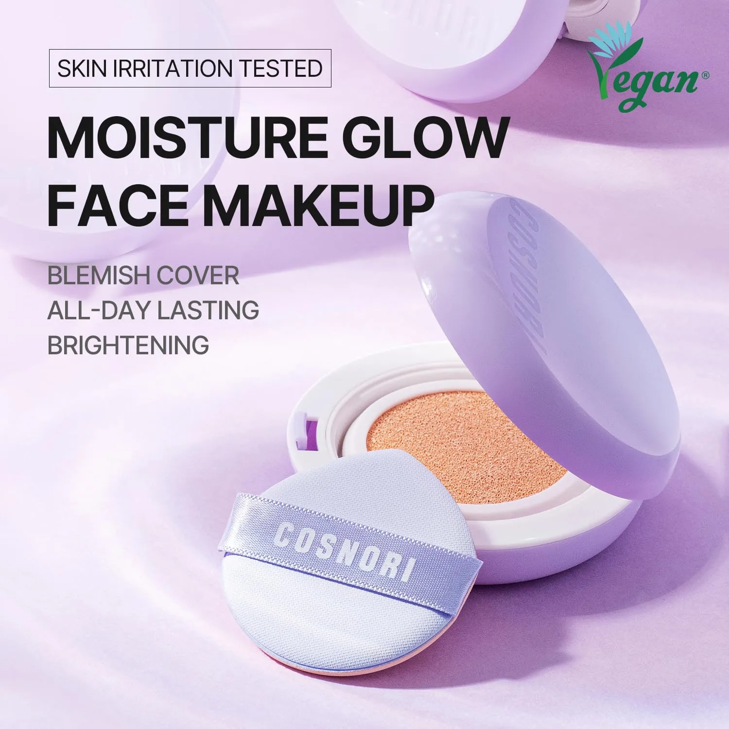 COSNORI Panthenol Barrier Cushion Foundation -Lightweight Formula to Cover Pores & Blemishes – Moisture Dewy Glowing Finish – Long Wearing Formula, 0.41 fl.oz. (01 Ivory)