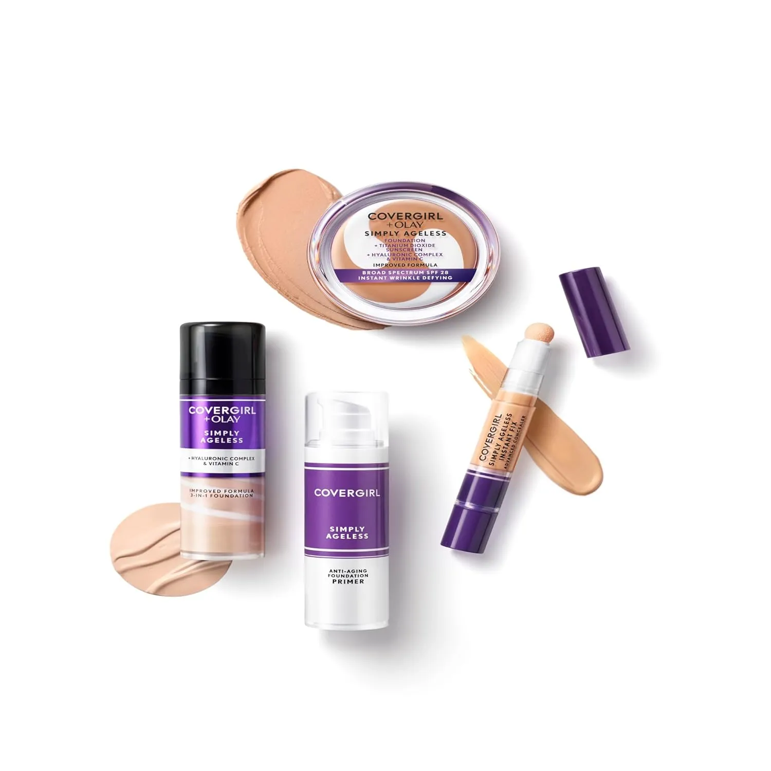 COVERGIRL & olay simply ageless 3-in-1 liquid foundation, nude beige, pack of 2, 1 Ounce