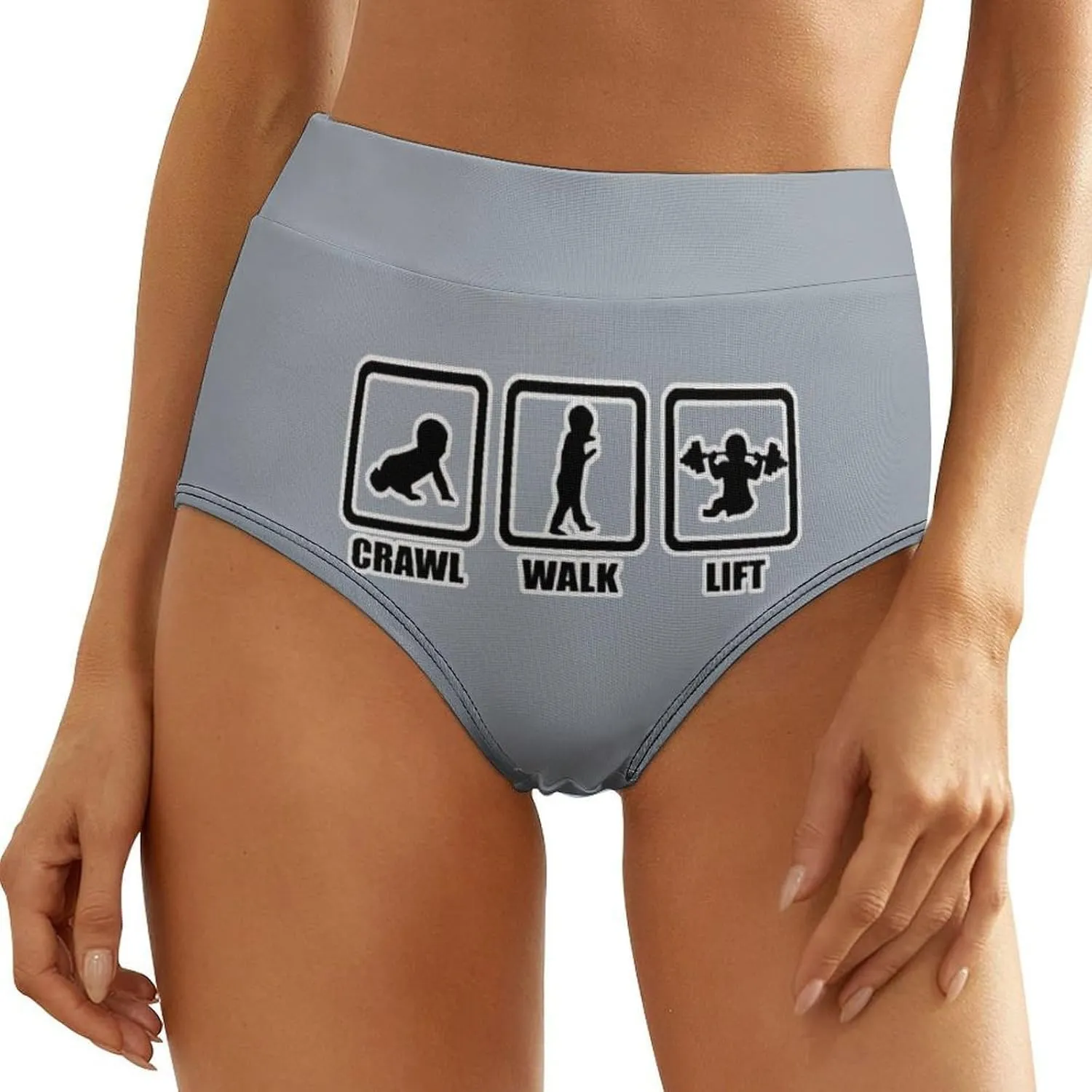 Crawl Walk Lift High Waisted Underwear for Women Briefs Ladies Panties Full Coverage Underpants