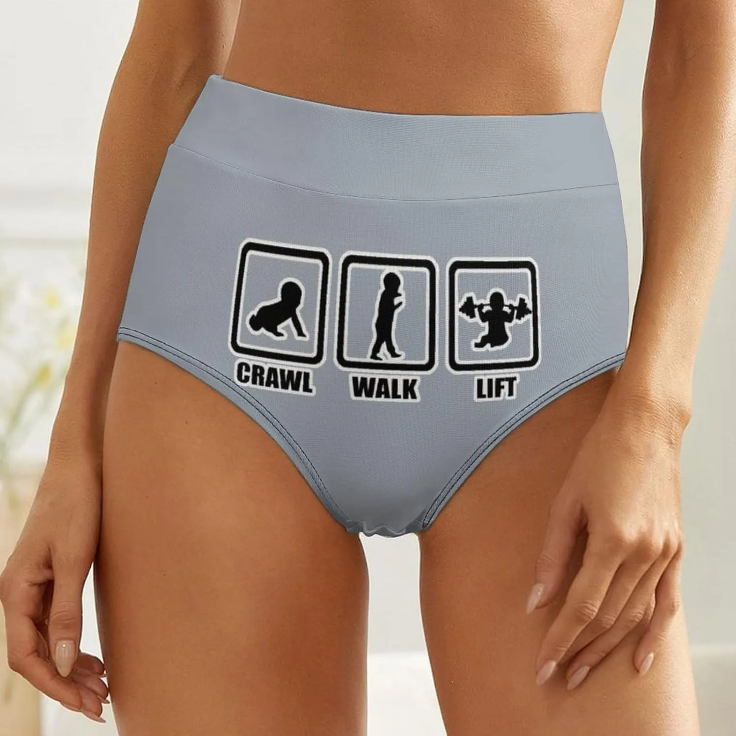 Crawl Walk Lift High Waisted Underwear for Women Briefs Ladies Panties Full Coverage Underpants
