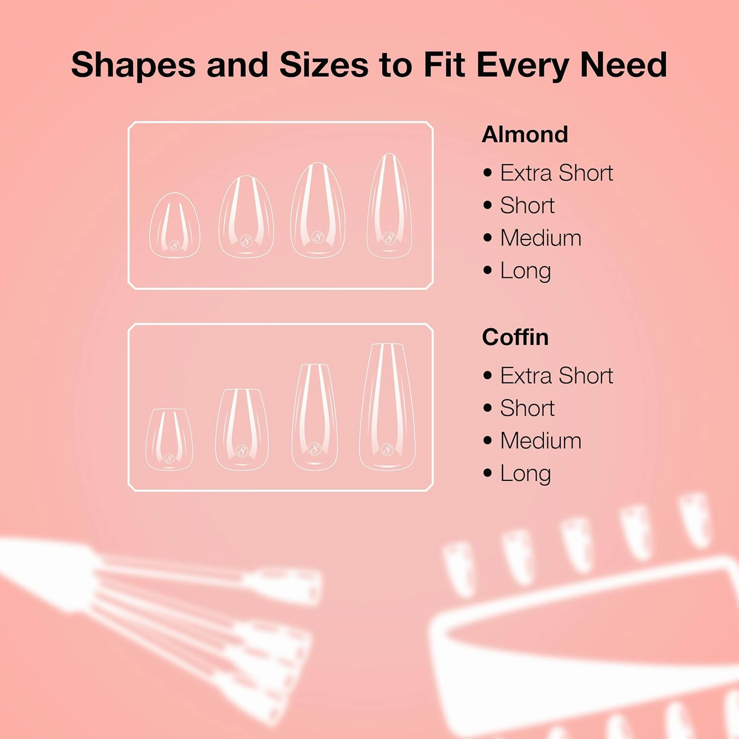 Cre8tion Soft Gel Nail Tips, Medium Coffin Shape, 602 Tips in 14 Sizes (00-9) for Professional Nail Extensions