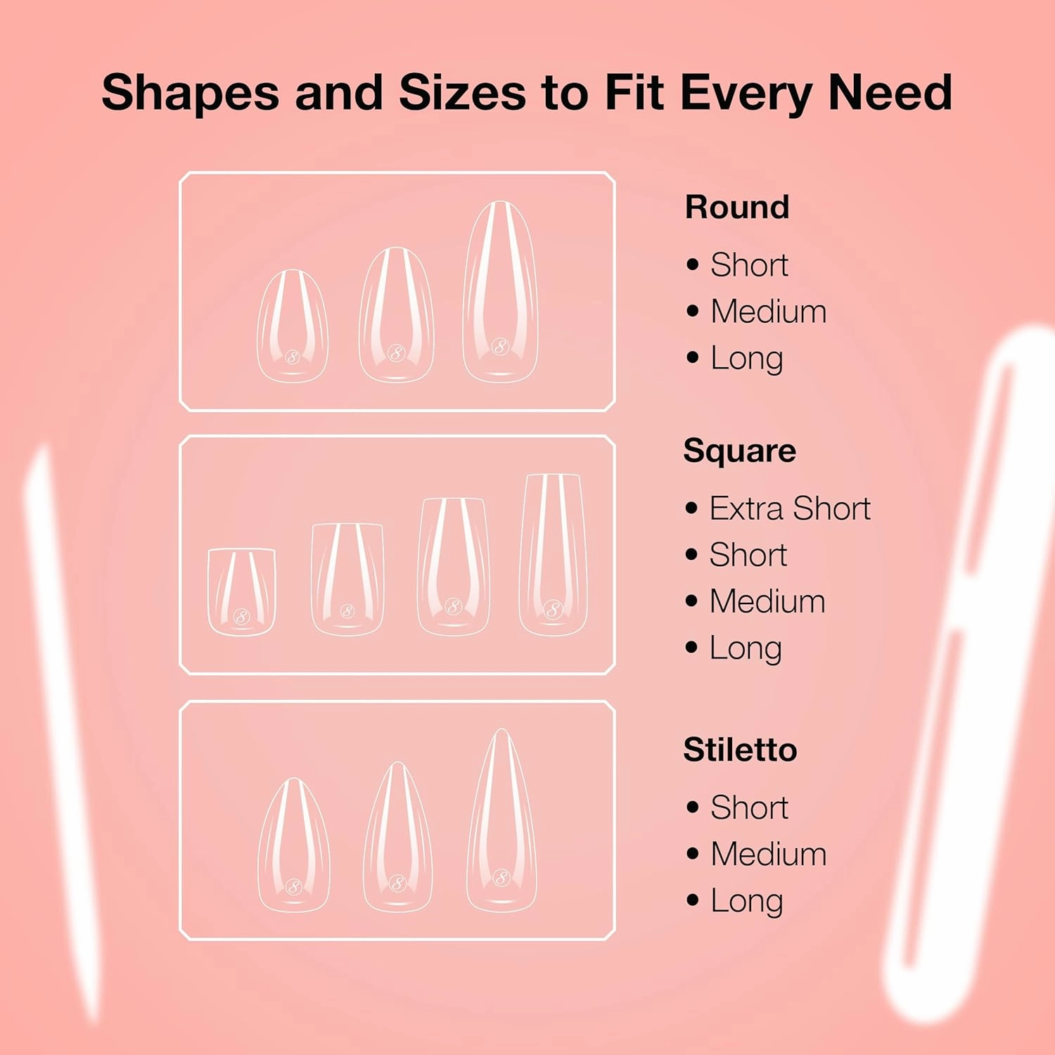 Cre8tion Soft Gel Nail Tips, Medium Coffin Shape, 602 Tips in 14 Sizes (00-9) for Professional Nail Extensions