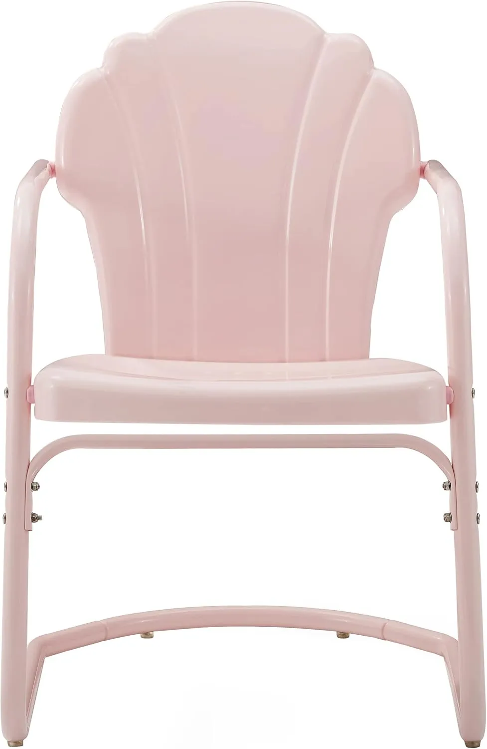 Crosley Furniture Tulip 2-Piece Outdoor Chair Set, Retro Metal Patio Chairs for Dining, Porch, Deck, Balcony, Pastel Pink Gloss