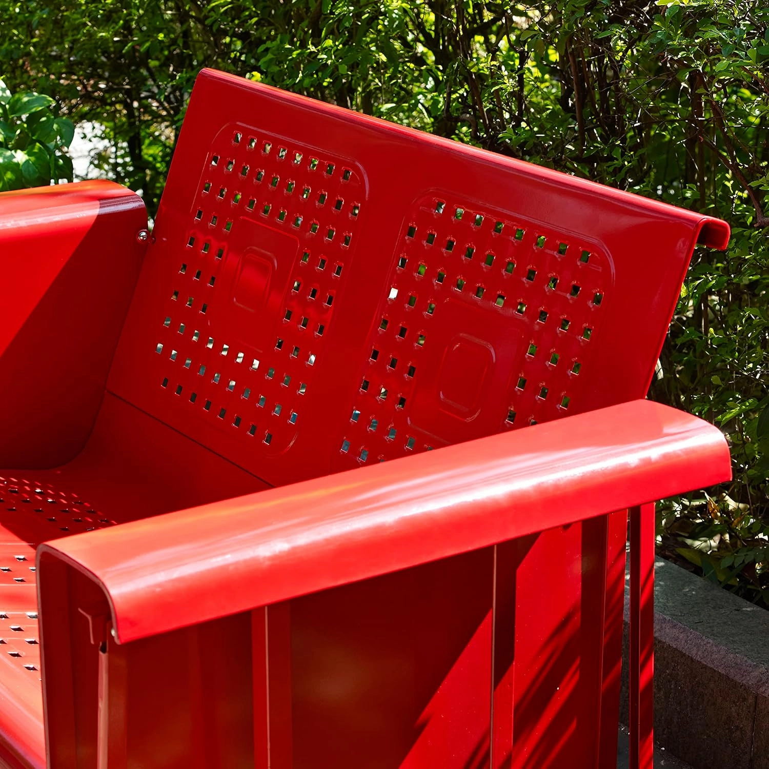 Crosley Furniture Bates Retro Metal Outdoor Loveseat Glider, 2-Person Rocking Patio Bench for Porch, Deck, Bright Red Gloss