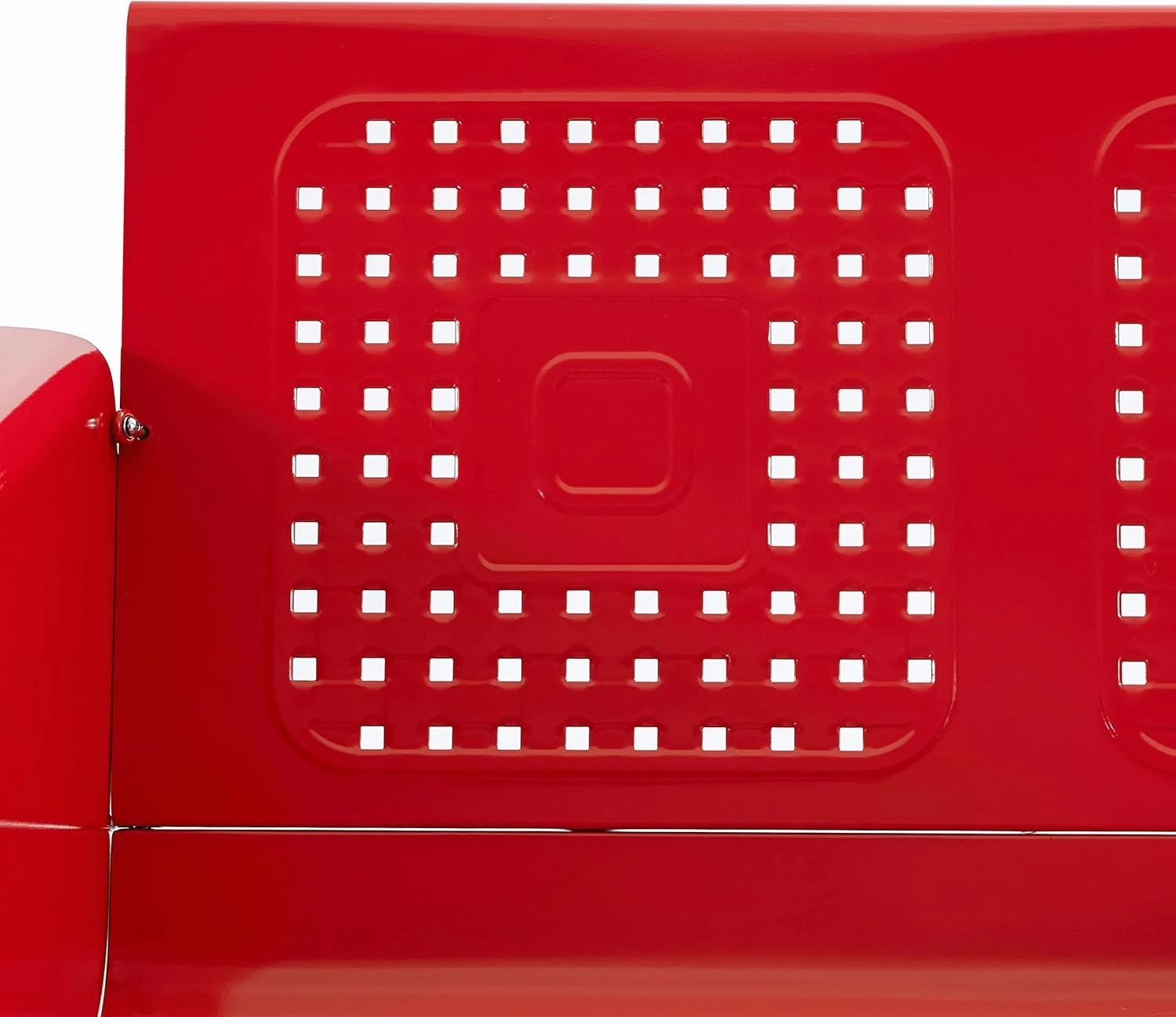 Crosley Furniture Bates Retro Metal Outdoor Loveseat Glider, 2-Person Rocking Patio Bench for Porch, Deck, Bright Red Gloss