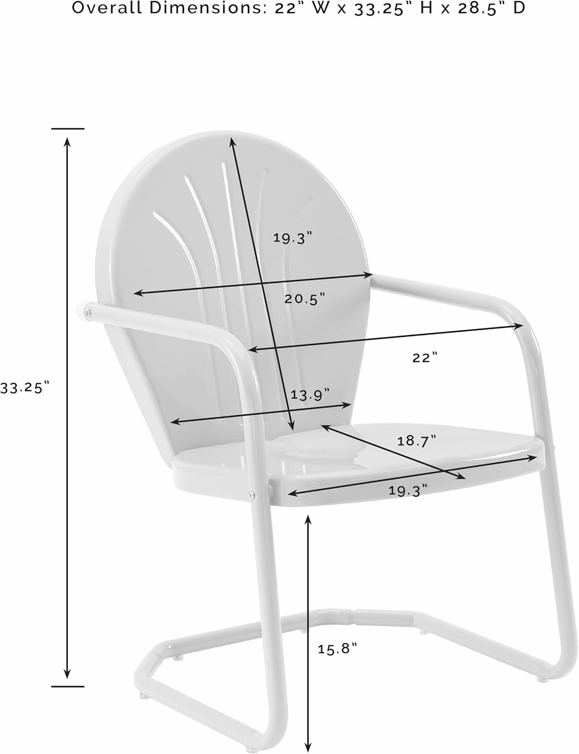 Crosley Furniture Griffith Outdoor Chair, Retro Metal Patio Chairs for Dining, Porch, Deck, Balcony, Red