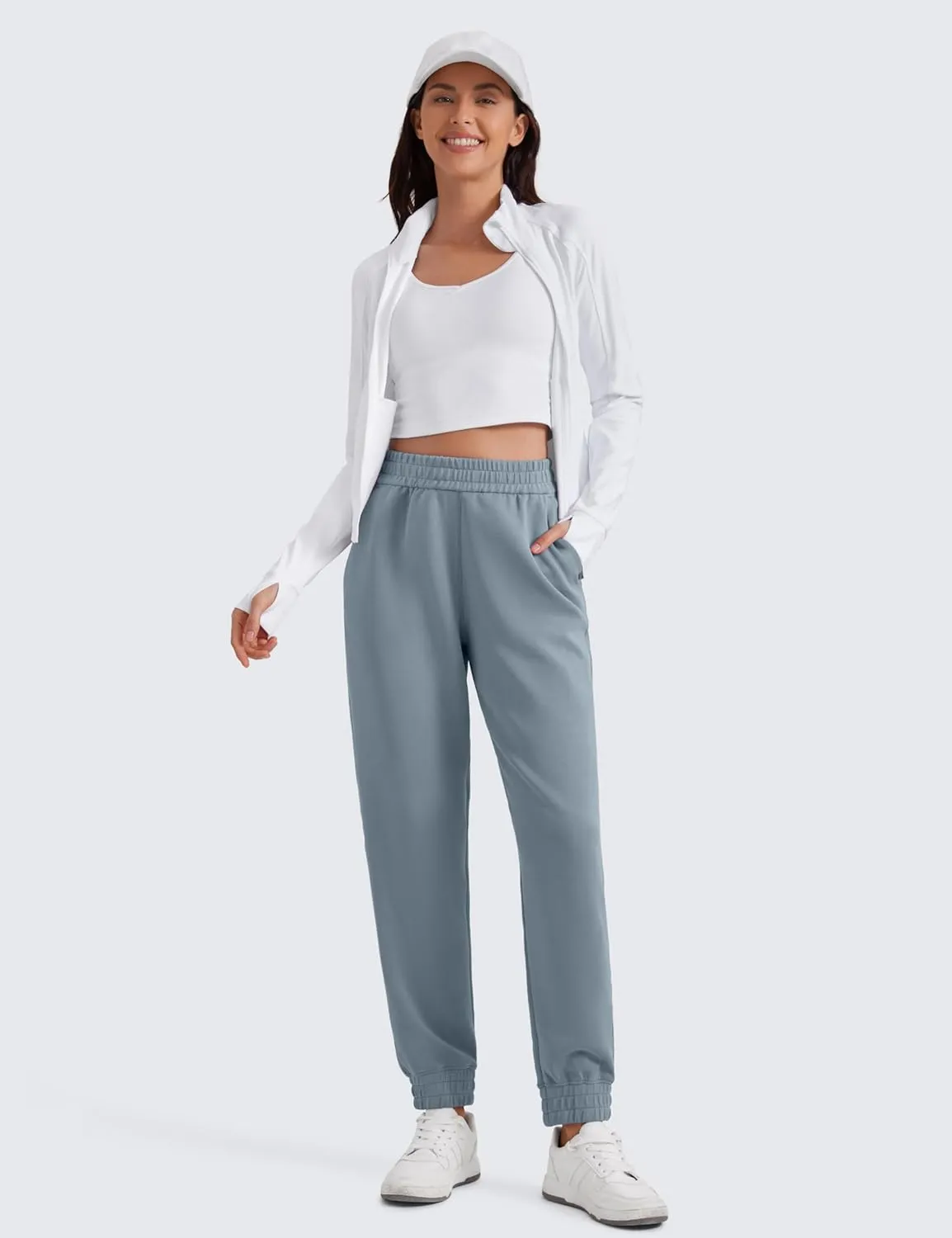 CRZ YOGA SoftAura Sweatpants Women Modal Joggers High Waisted Lounge Travel Casual Sweat Pants with Pockets Cinch Bottom
