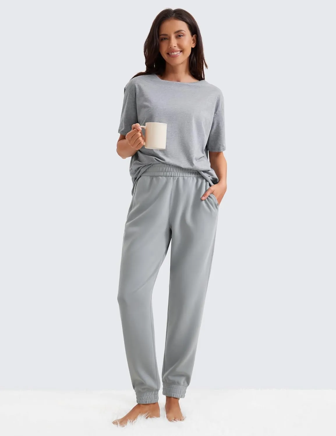 CRZ YOGA SoftAura Sweatpants Women Modal Joggers High Waisted Lounge Travel Casual Sweat Pants with Pockets Cinch Bottom